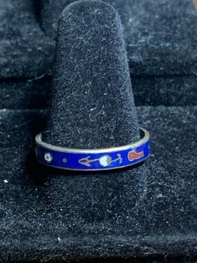 Blue Enamel Band Ring
